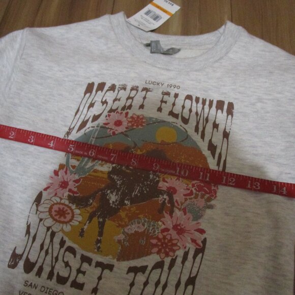 NWT Adorable Cozy Lucky Brand Girls Desert Flower Sweatshirt size 7 grey/beige - Picture 11 of 17